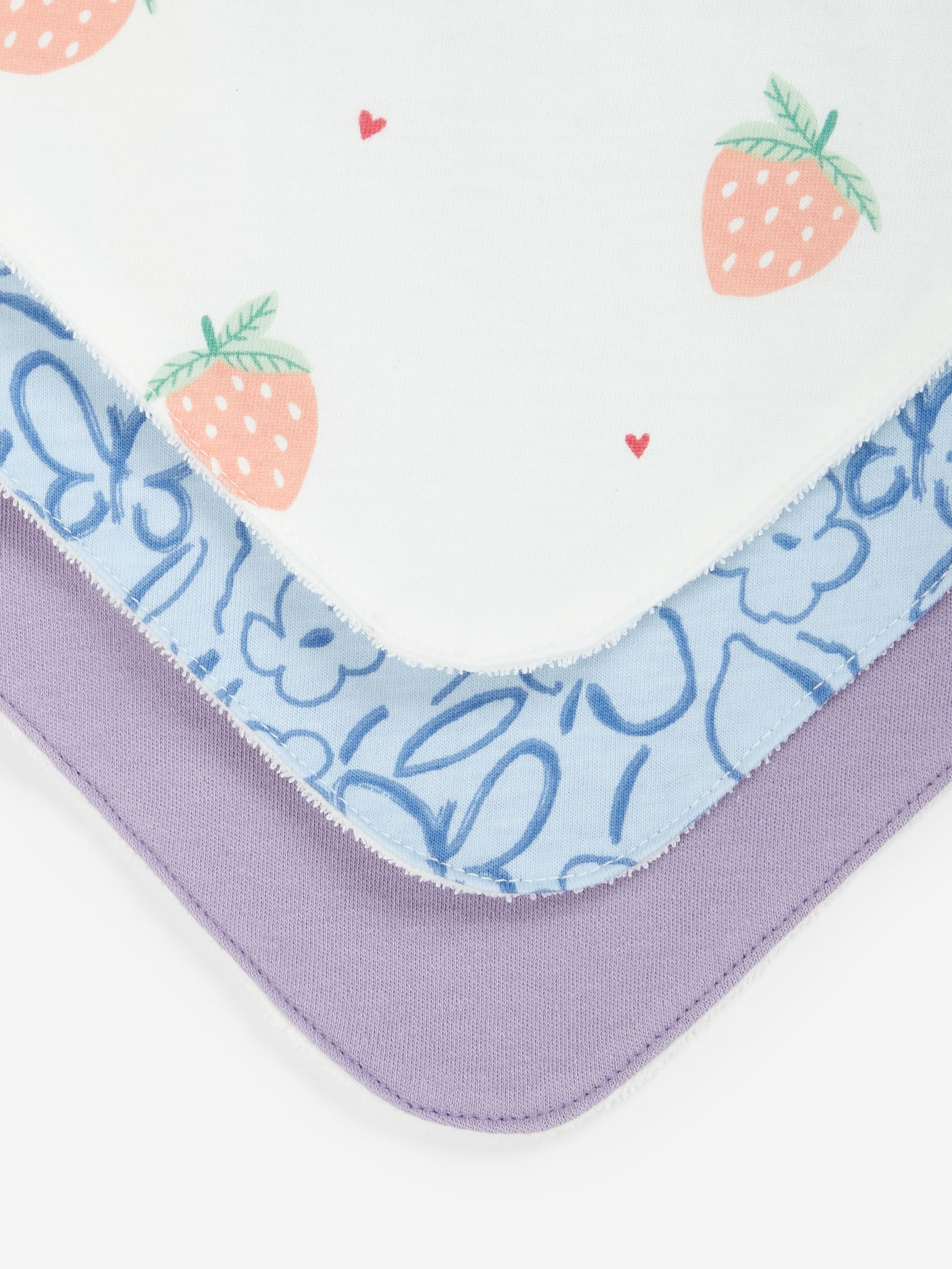 John Lewis Strawberry Mix Baby Dribble Bib, Pack of 3