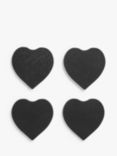 John Lewis Slate Heart Coasters, Set of 4, Black
