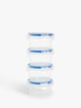 John Lewis ANYDAY Round Airtight Plastic Kitchen Storage Container, Set of 4, 80ml, Clear/Blue