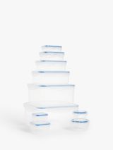 John Lewis ANYDAY Airtight Plastic Kitchen Storage Container, Set of 10, Clear/Blue