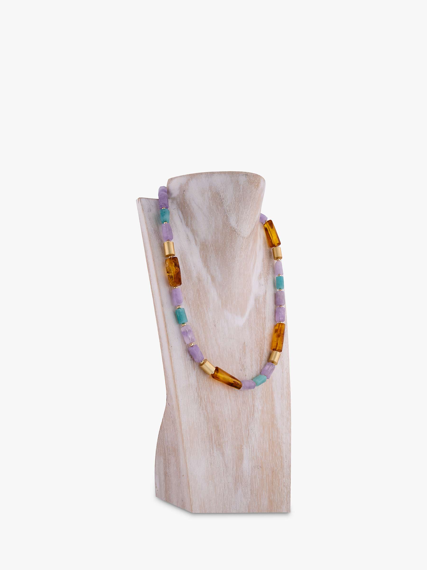 Buy Be-Jewelled Semi-Precious Stones Beaded Statement Necklace, Multi/Gold Online at johnlewis.com