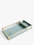 John Lewis Rectangular Glass & Brass Cushioned Jewellery Drawer, Gold/Teal