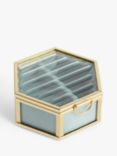 John Lewis Hexagon Brass & Glass Jewellery Box, Multi