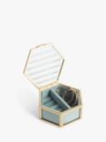John Lewis Hexagon Brass & Glass Jewellery Box, Multi