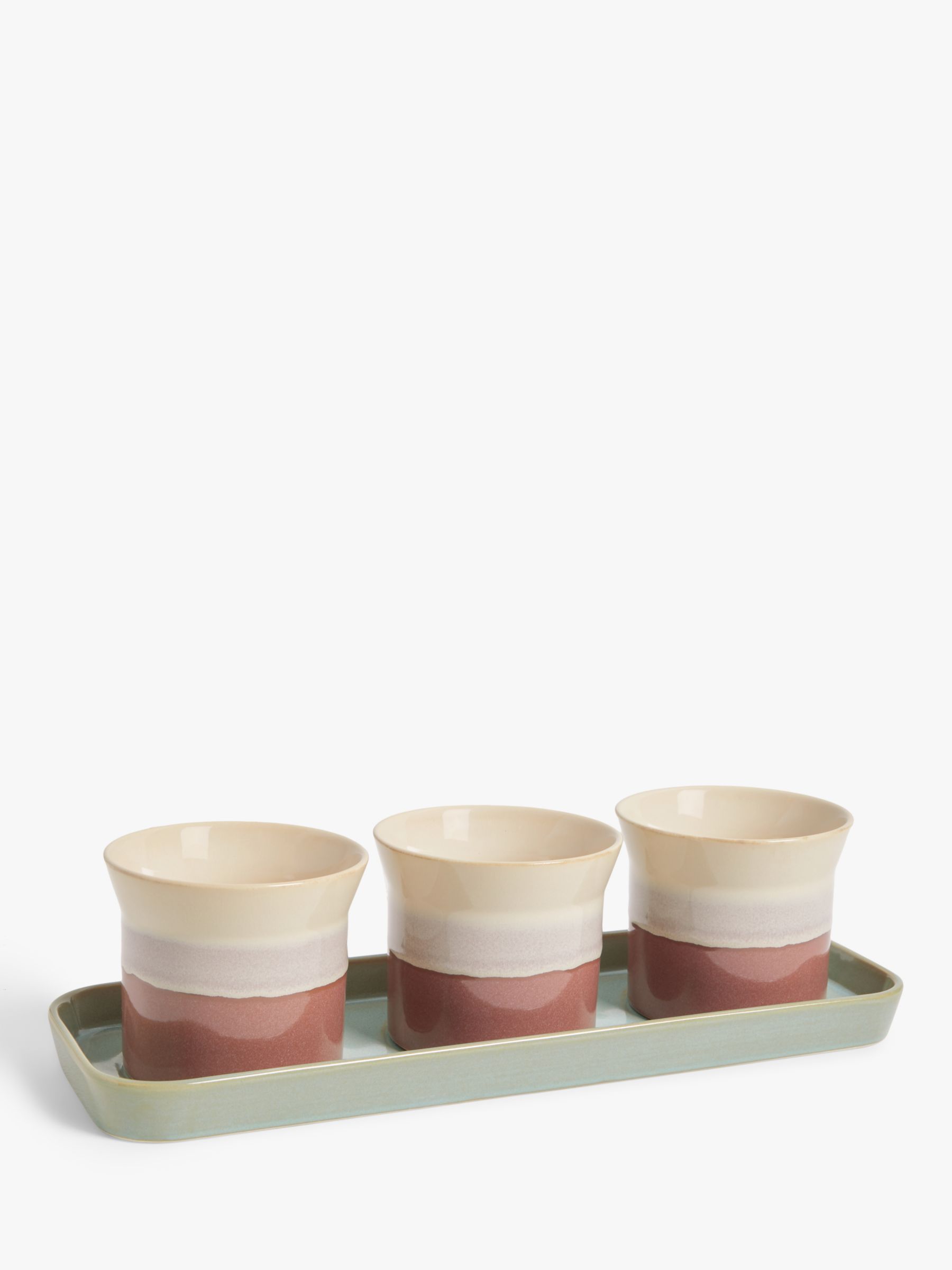 John Lewis Stripe Stoneware Planters & Tray, Multi