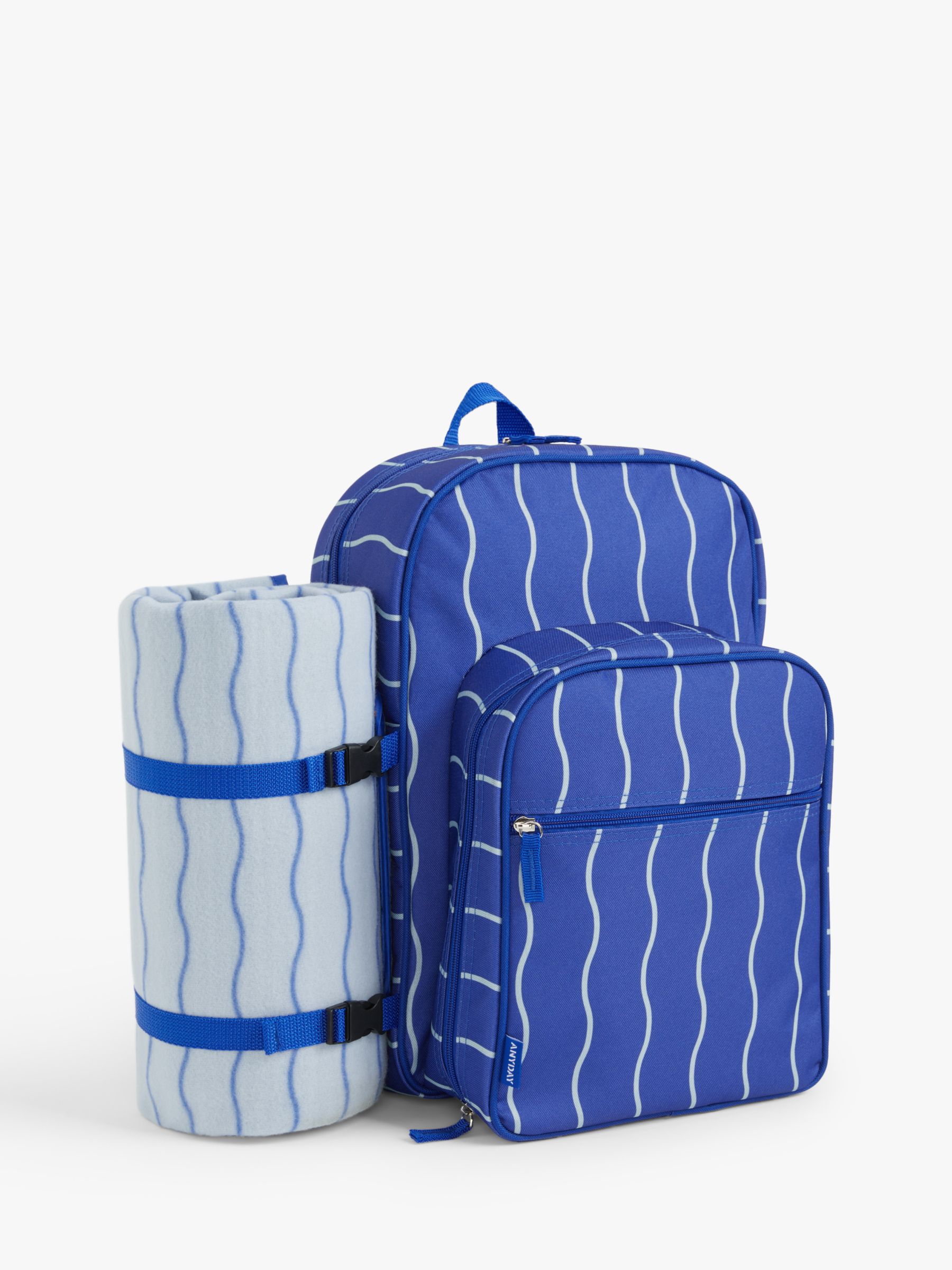 John Lewis High Summer Roll Top Picnic Cooler Bag, 30L, Blue/Multi