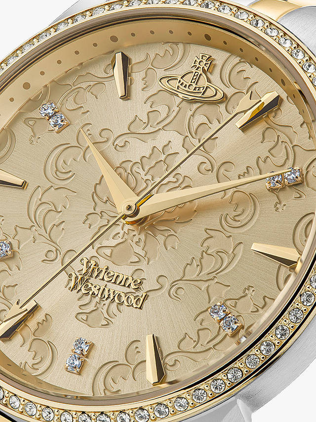 Vivienne Westwood VV208CPSG Women's The Wallace Swarovski Crystal Two-Tone Bracelet Strap Watch, Silver/Gold