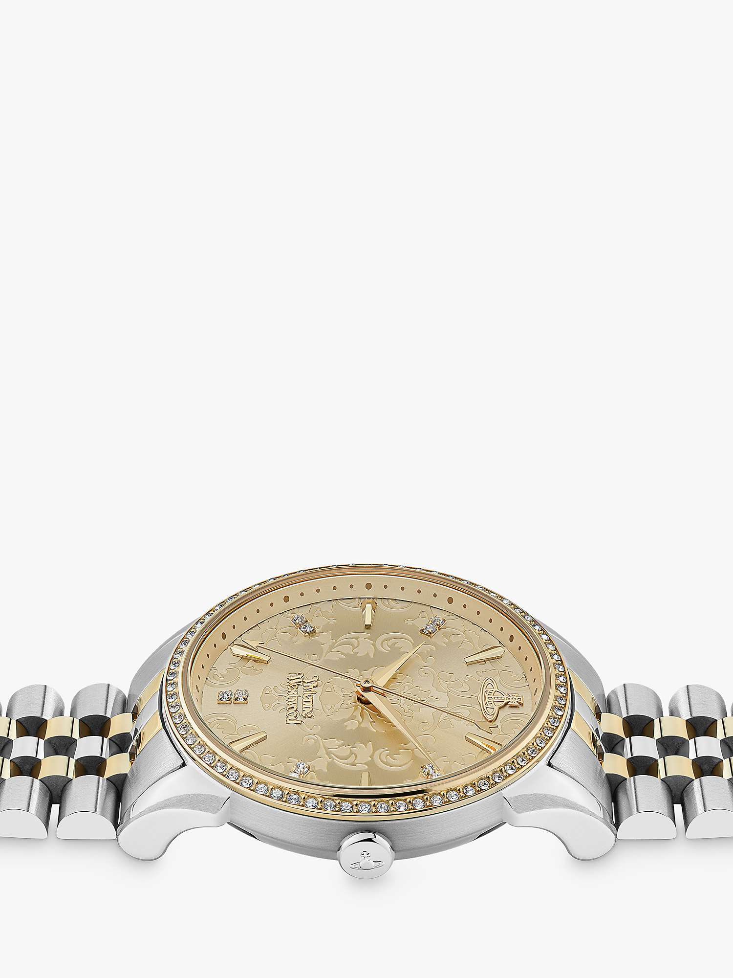 Buy Vivienne Westwood VV208CPSG Women's The Wallace Swarovski Crystal Two-Tone Bracelet Strap Watch, Silver/Gold Online at johnlewis.com