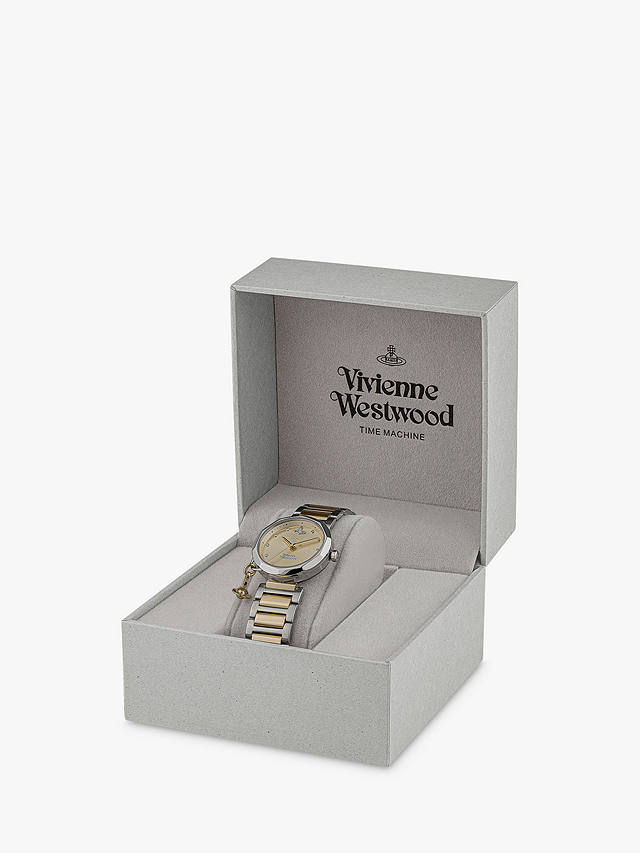 Vivienne Westwood Poplar Women's Logo Charm Bracelet Strap Watch, VV246CPSG Champagne
