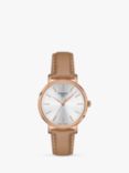 Tissot T1432103601100 Women's Everytime Leather Strap Watch, Nude/Silver