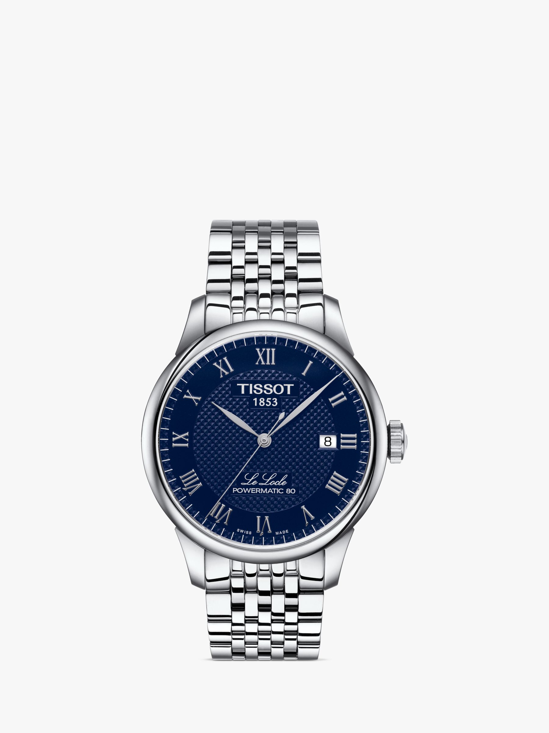 Buy Tissot T0064071104300 Men's Le Locle Automatic Bracelet Strap Watch, Silver/Blue Online at johnlewis.com