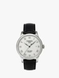 Tissot T41142333 Men's Le Locle Date Leather Strap Watch, Black/Silver