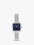 Tissot T0581091104100 Women's Lovely Square Bracelet Strap Watch, Silver/Blue