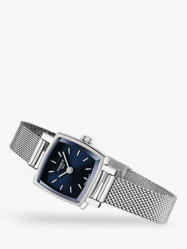 Tissot T0581091104100 Women's Lovely Square Bracelet Strap Watch, Silver/Blue
