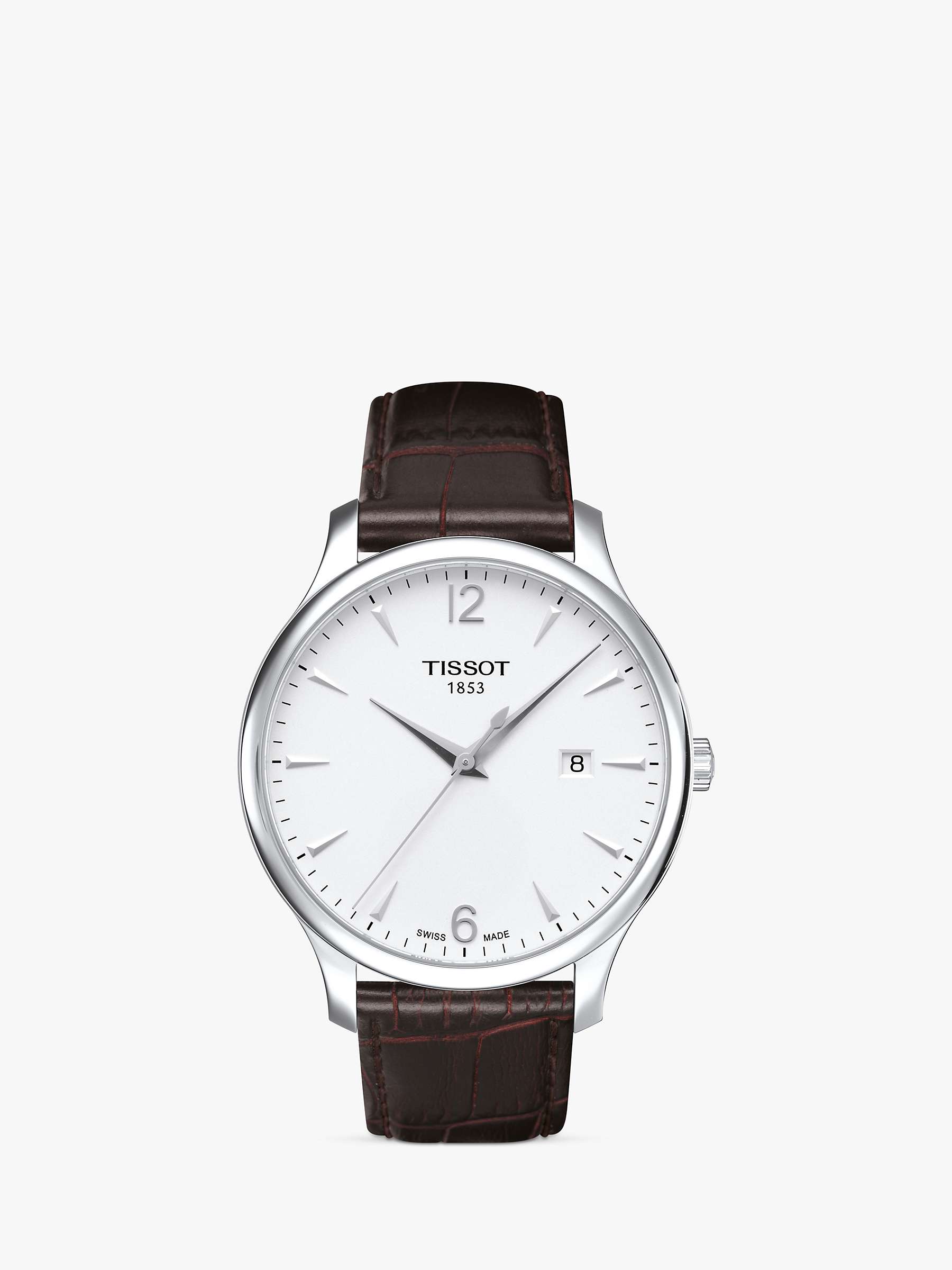 Buy Tissot T0636101603700 Men's Tradition Date Leather Strap Watch, Brown/White Online at johnlewis.com