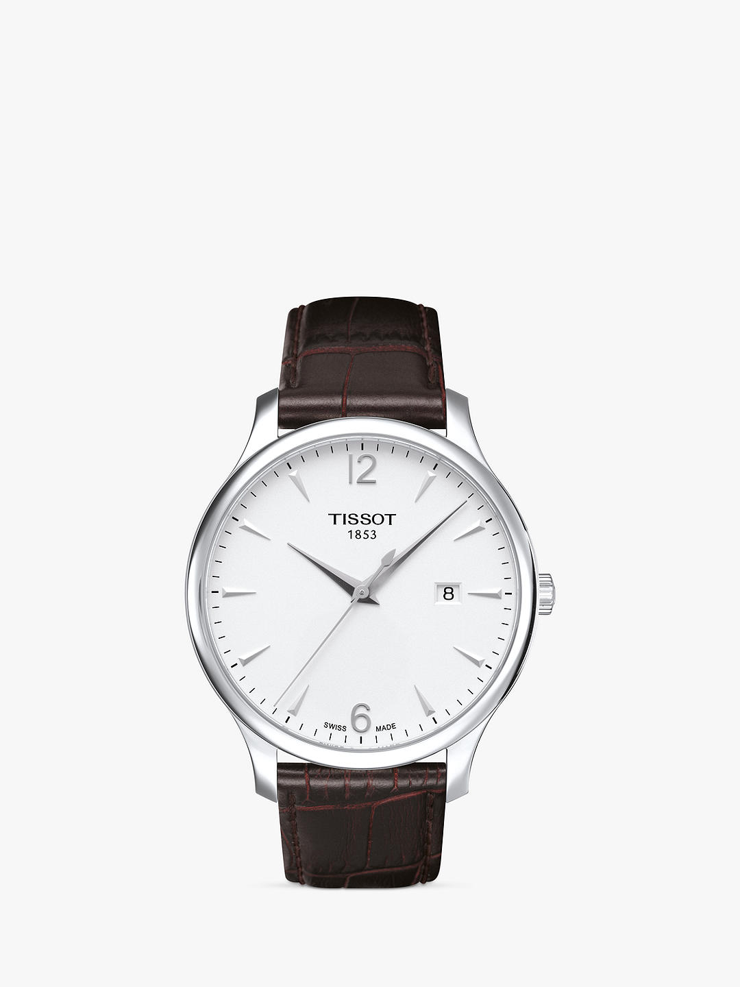 Tissot T0636101603700 Men's Tradition Date Leather Strap Watch, Brown/White