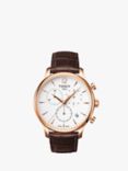 Tissot T0636173603700 Men's Tradition Chronograph Date Leather Strap Watch, Brown/White