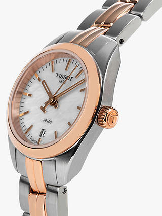 Tissot T1010102211101 Women's PR 100 Date Bracelet Strap Watch, Silver/Rose Gold