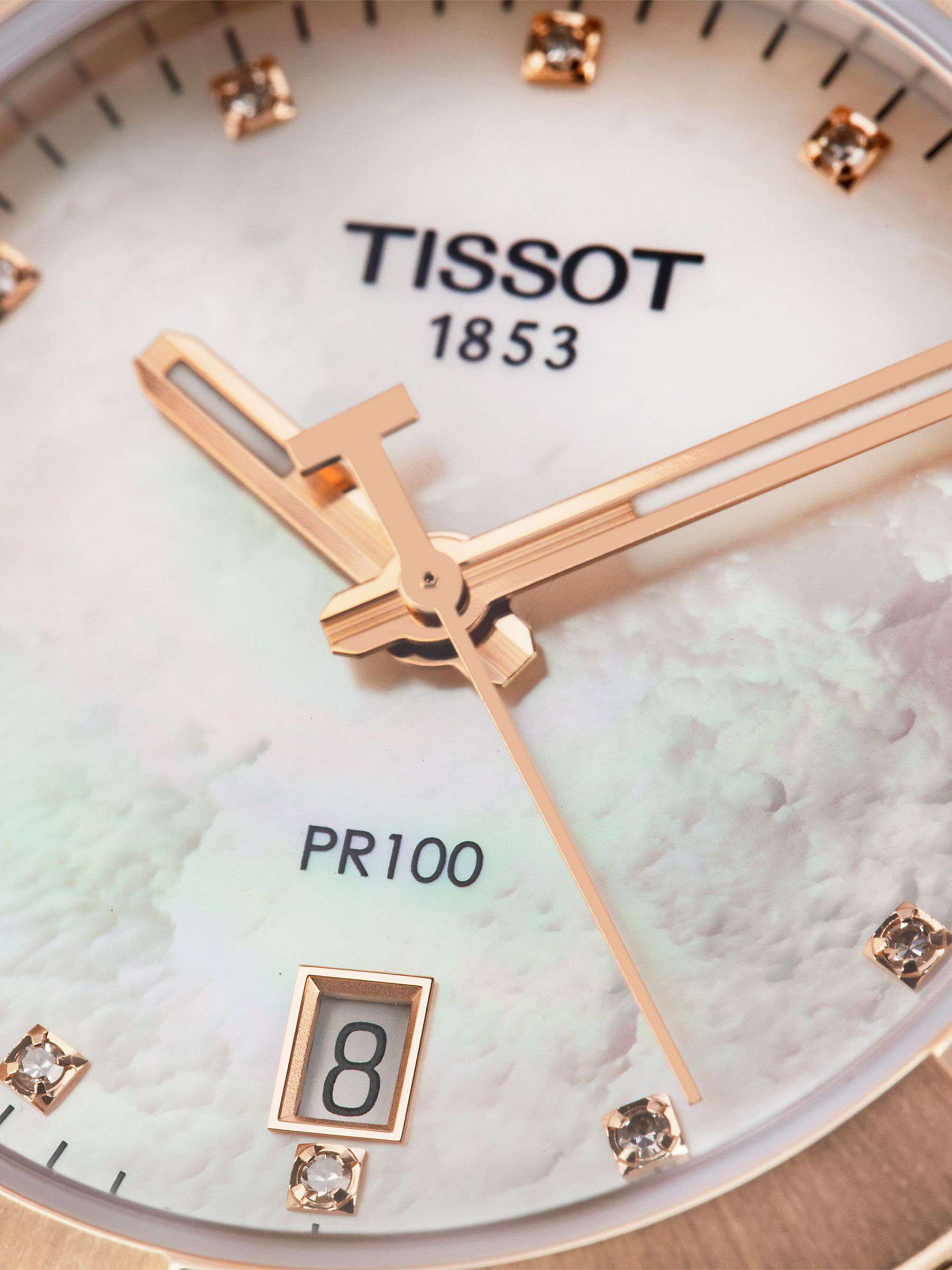 Buy Tissot T1019102211600 Women's PR 100 Sport Chic Diamond Date Bracelet Strap Watch, Rose Gold/Silver Online at johnlewis.com