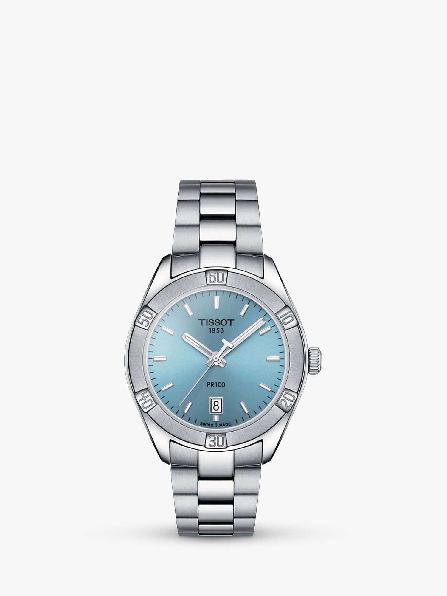 Buy Tissot T1019101135100 Unisex PR 100 Date Bracelet Strap Watch, Silver/Blue Online at johnlewis.com