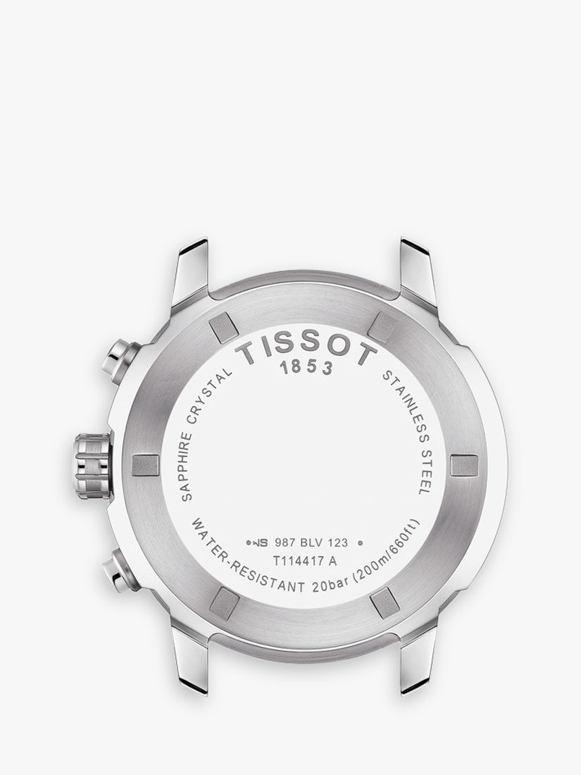 Buy Tissot T1144171104700 Men's PRC 200 Chronograph Date Bracelet Strap Watch, Silver/Blue Online at johnlewis.com