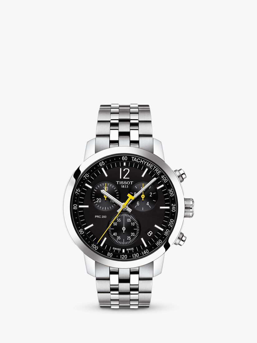 Buy Tissot T1144171105700 Men's PRC 200 Chronograph Date Bracelet Strap Watch, Silver/Black Online at johnlewis.com