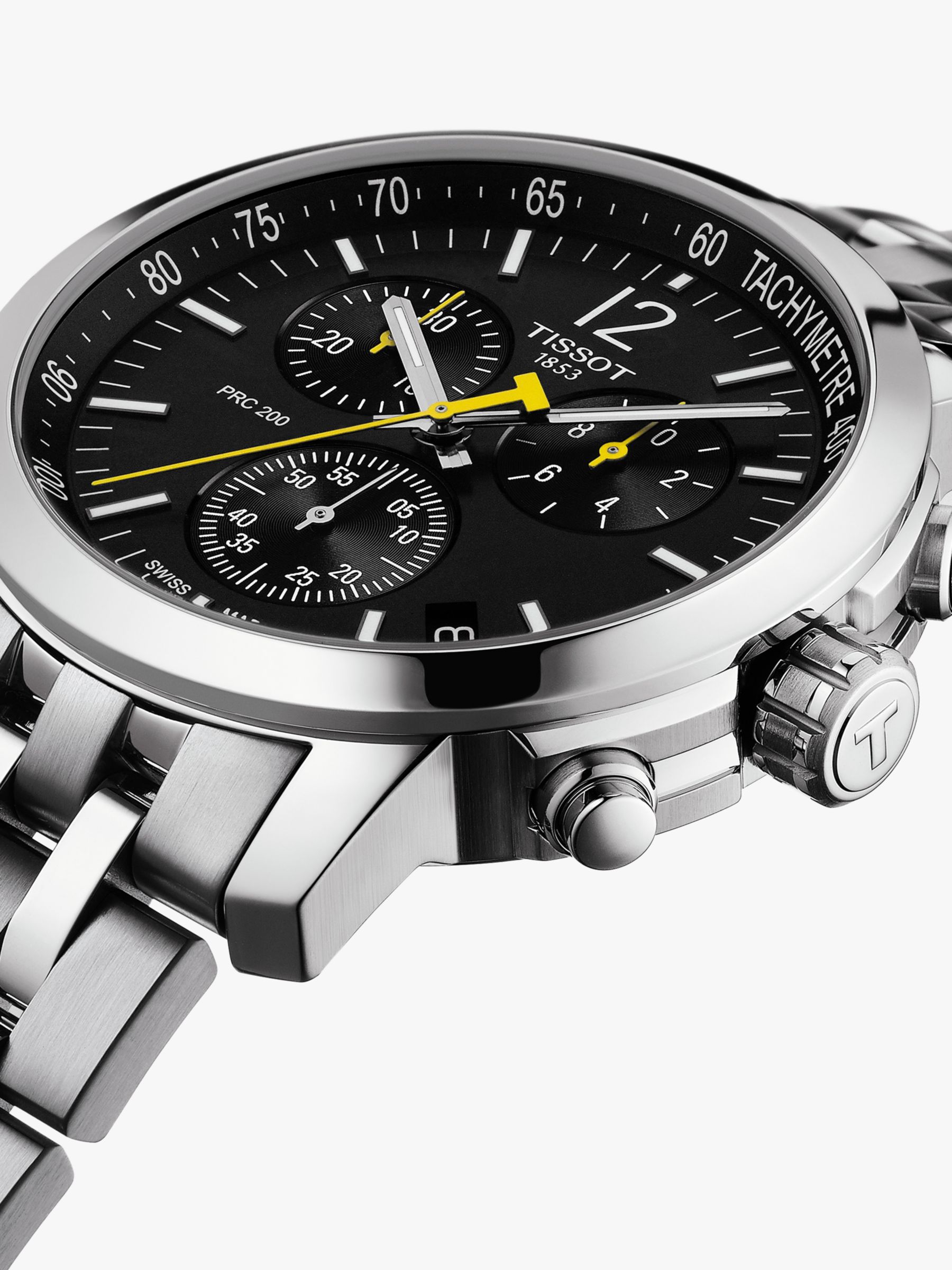 Buy Tissot T1144171105700 Men's PRC 200 Chronograph Date Bracelet Strap Watch, Silver/Black Online at johnlewis.com