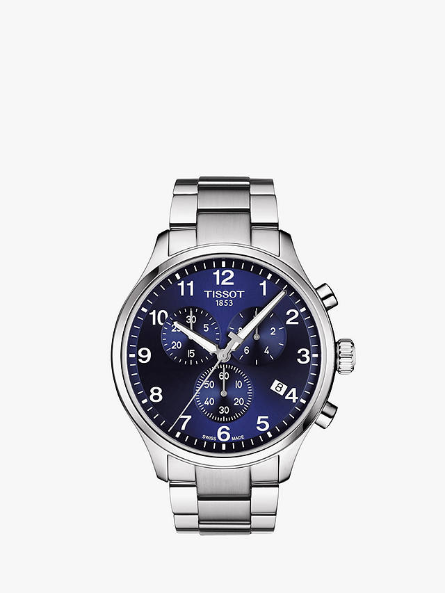 Tissot Men's Chrono XL Classic Chronograph Date Bracelet Strap Watch, Silver/Blue, Silver/Blue