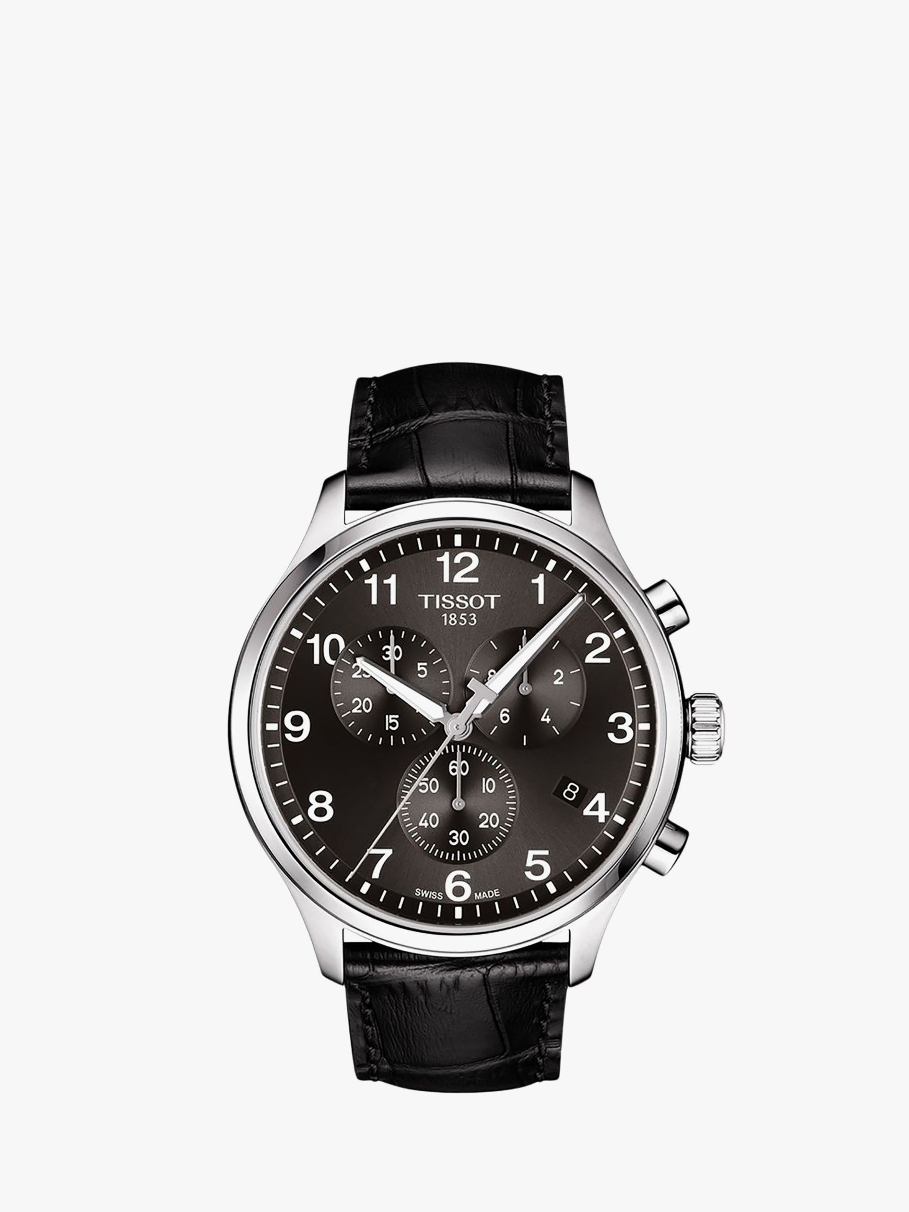 Buy Tissot T1166171605700 Men's Classic Chronograph Date Leather Strap Watch, Black Online at johnlewis.com
