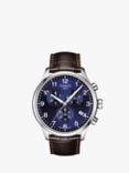 Tissot T1166171604700 Men's Classic Chronograph Date Leather Strap Watch, Brown/Blue