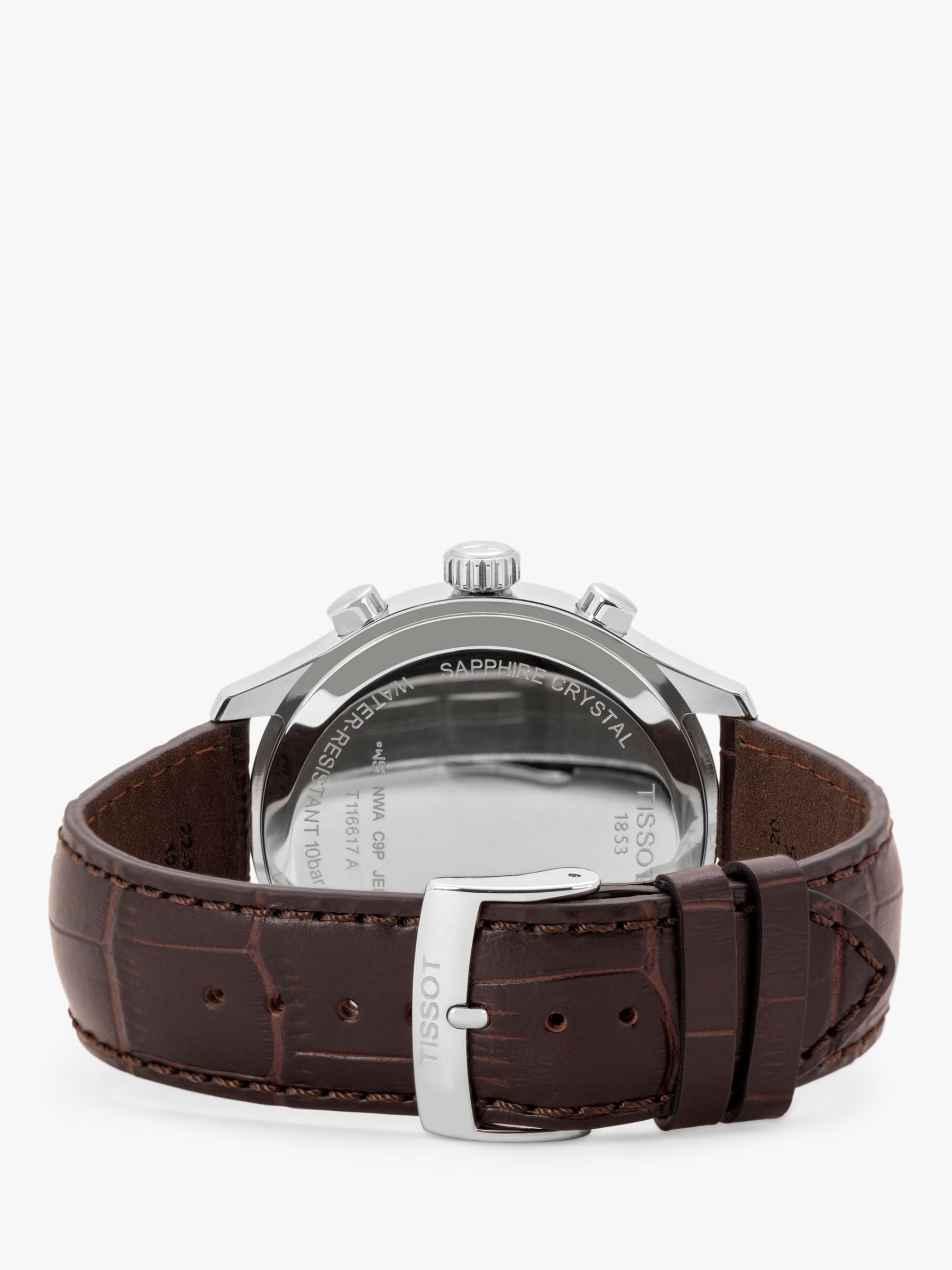 Tissot T1166171604700 Men's Classic Chronograph Date Leather Strap Watch, Brown/Blue