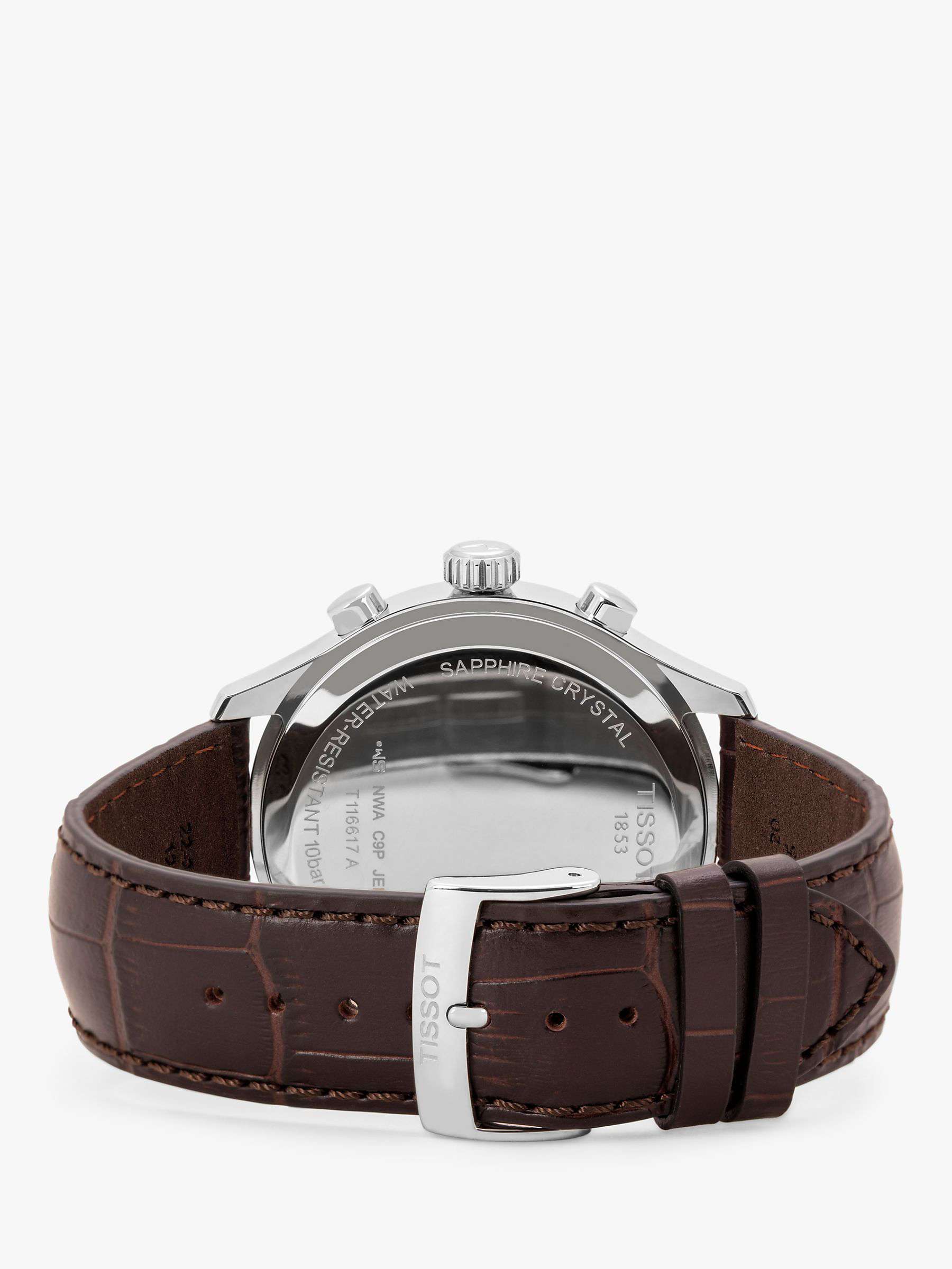 Buy Tissot T1166171604700 Men's Classic Chronograph Date Leather Strap Watch, Brown/Blue Online at johnlewis.com