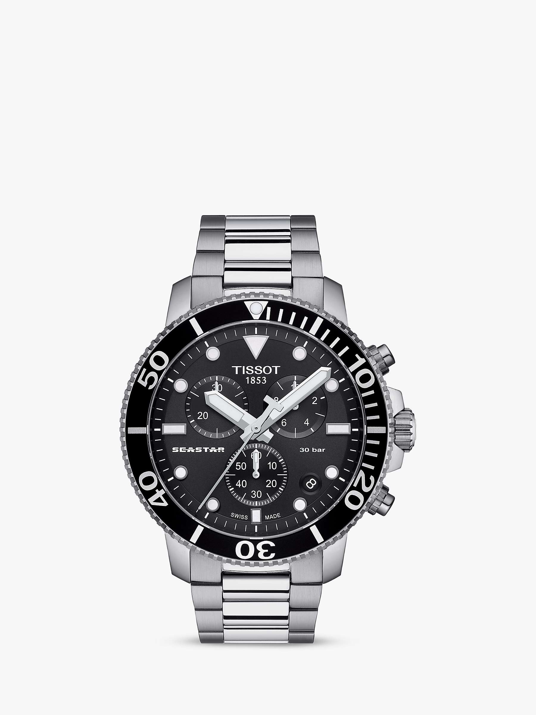 Buy Tissot T1204171105100 Men's Seastar 1000 Chrongraph Date Bracelet Strap Watch, Silver/Black Online at johnlewis.com