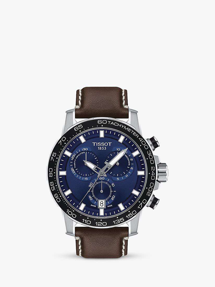 Buy Tissot T1256171604100 Men's Supersport Chronograph Date Leather Strap Watch, Brown/Blue Online at johnlewis.com