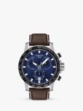 Tissot T1256171604100 Men's Supersport Chronograph Date Leather Strap Watch, Brown/Blue