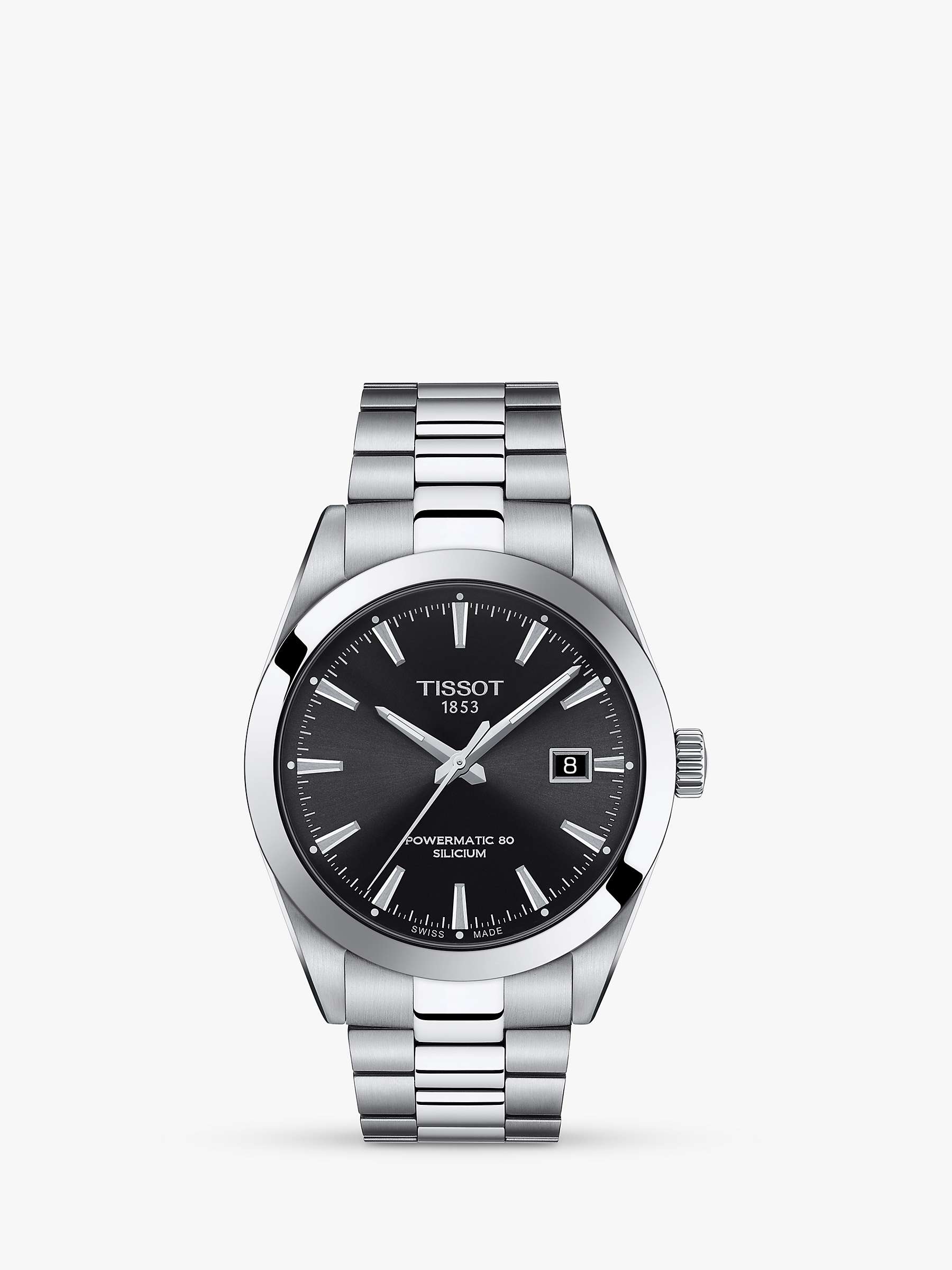 Buy Tissot T1274071105100 Men's Gentleman Automatic Powermatic 80 Date Bracelet Strap Watch, Silver/Black Online at johnlewis.com