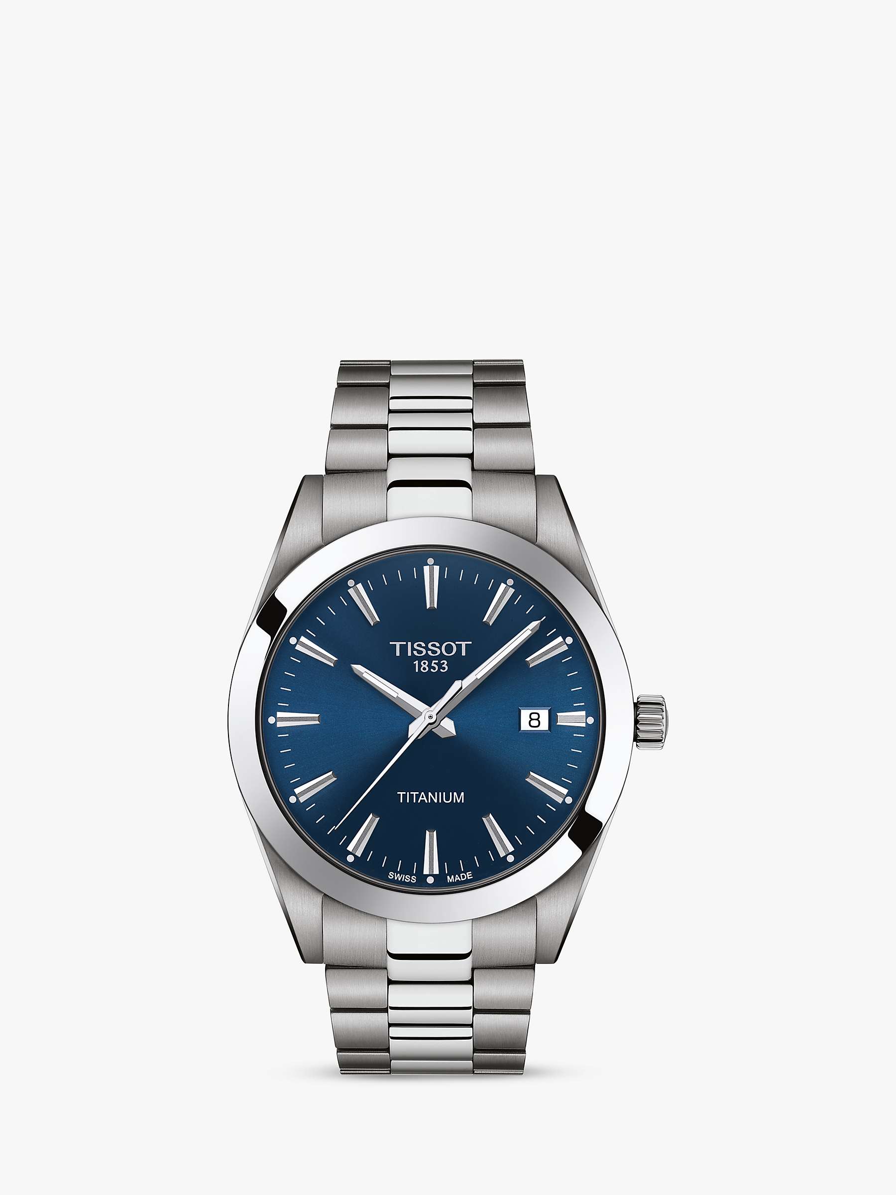 Buy Tissot T1274104404100 Men's Gentleman Titanium Date Bracelet Strap Watch, Silver/Blue Online at johnlewis.com