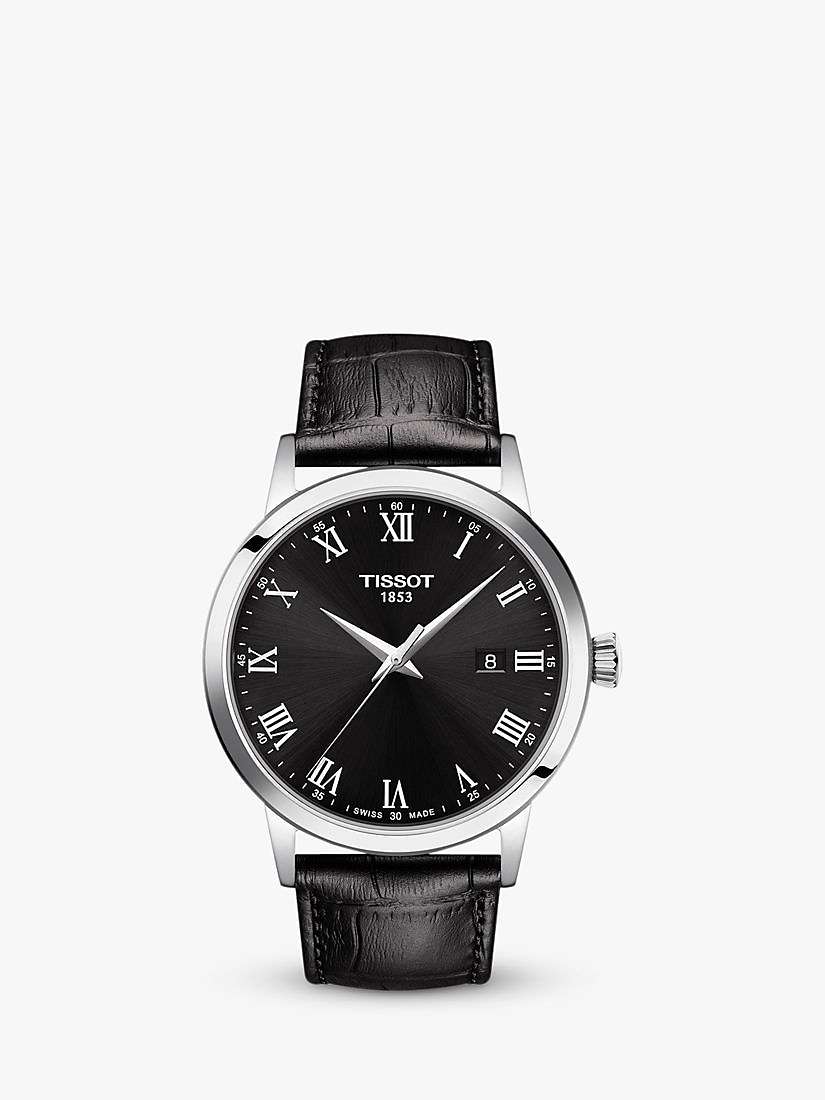 Buy Tissot T1294101605300 Men's Classic Dream Date Leather Strap Watch, Black Online at johnlewis.com
