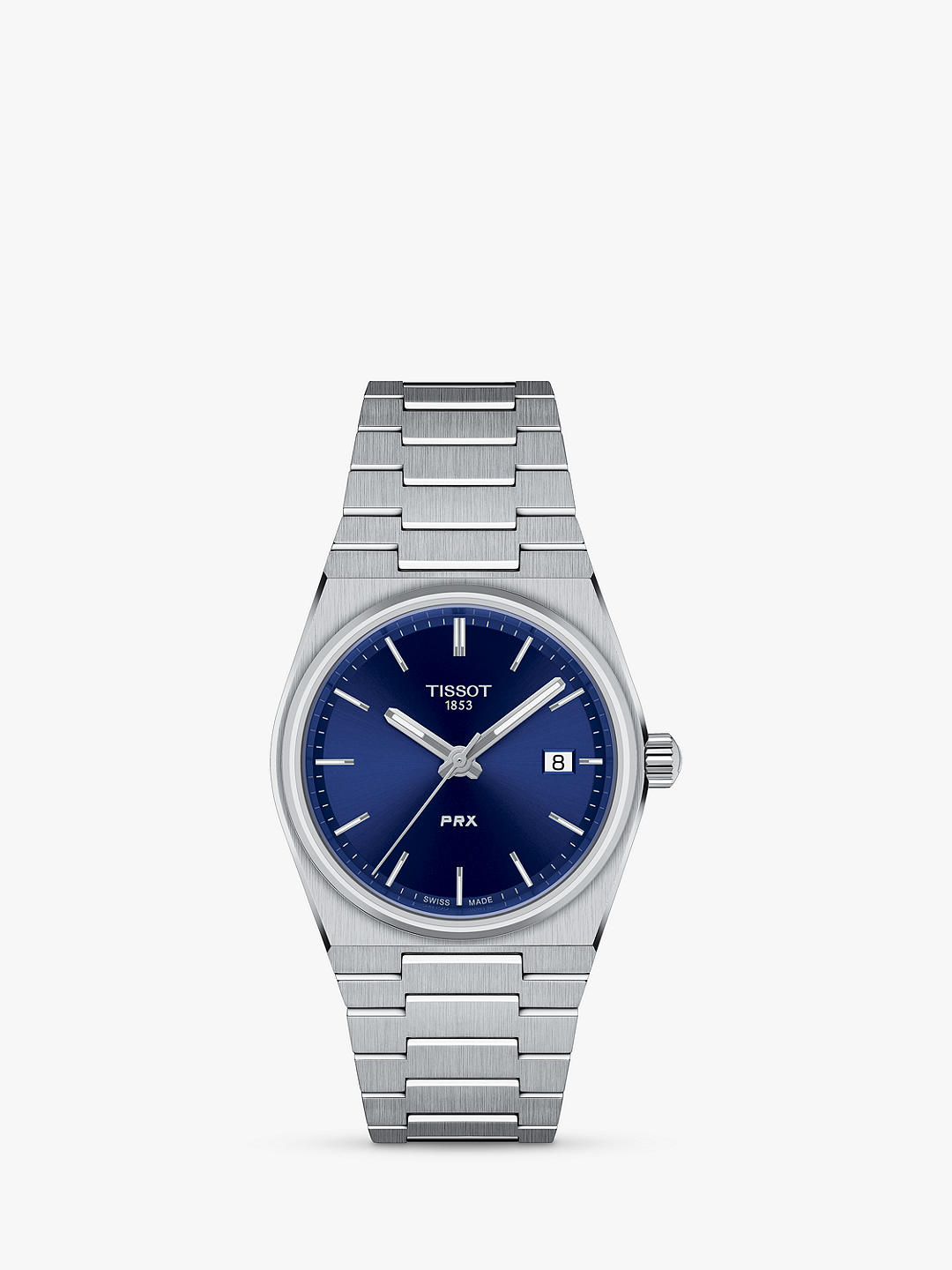 Tissot Unisex PRX Date Bracelet Strap Watch, Silver/Blue T1372101104100