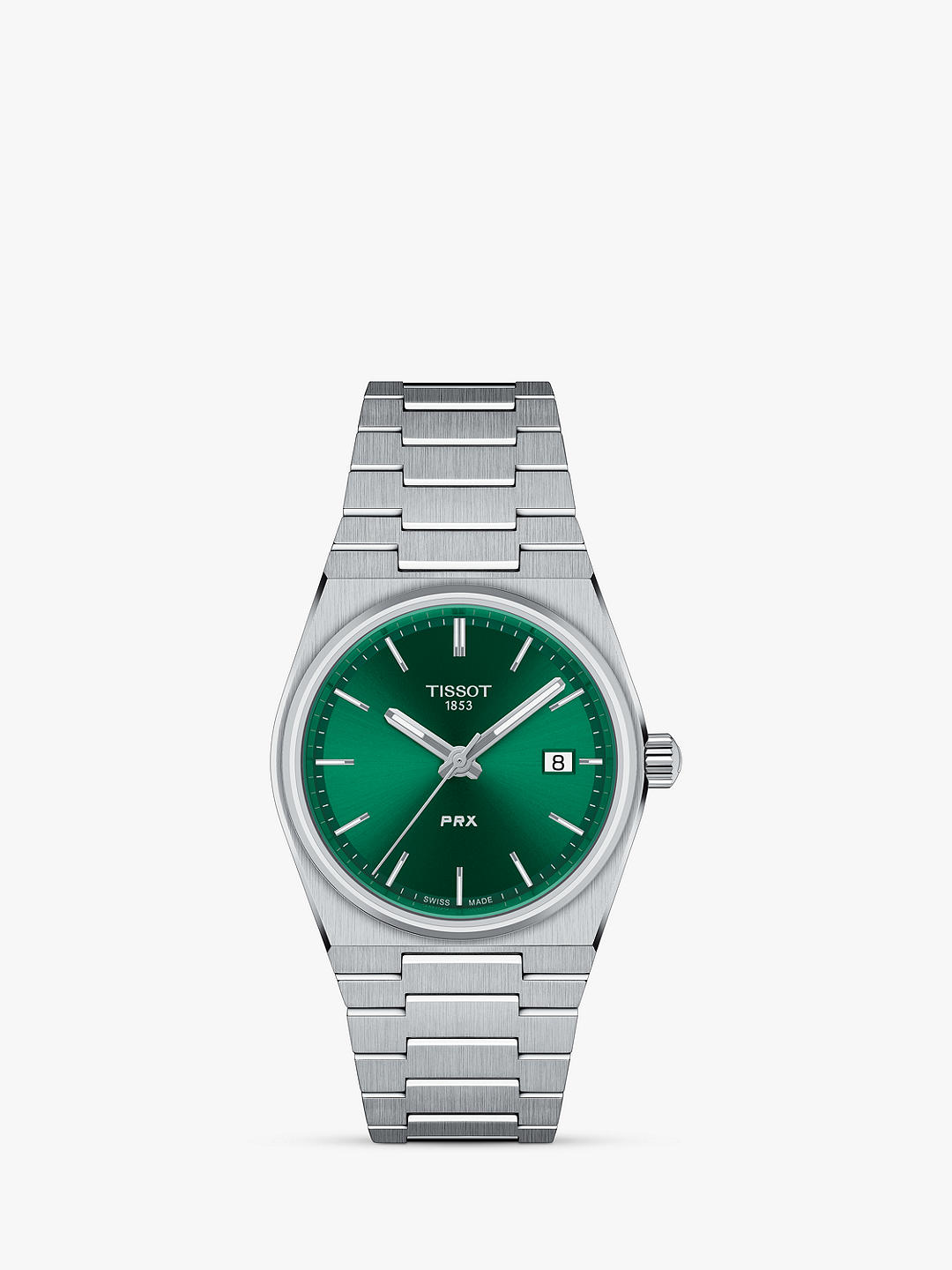 Tissot Unisex PRX Date Bracelet Strap Watch, Silver/Green T1372101108100
