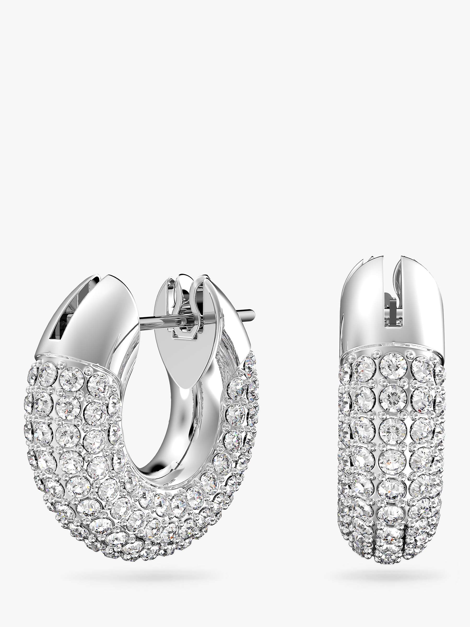 Buy Swarovski Dextera Crystal Pave Hoop Earrings, Silver Online at johnlewis.com