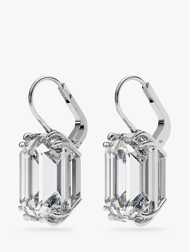 Swarovski Millenia Octagon Cut Crystal Drop Earrings, Silver/White