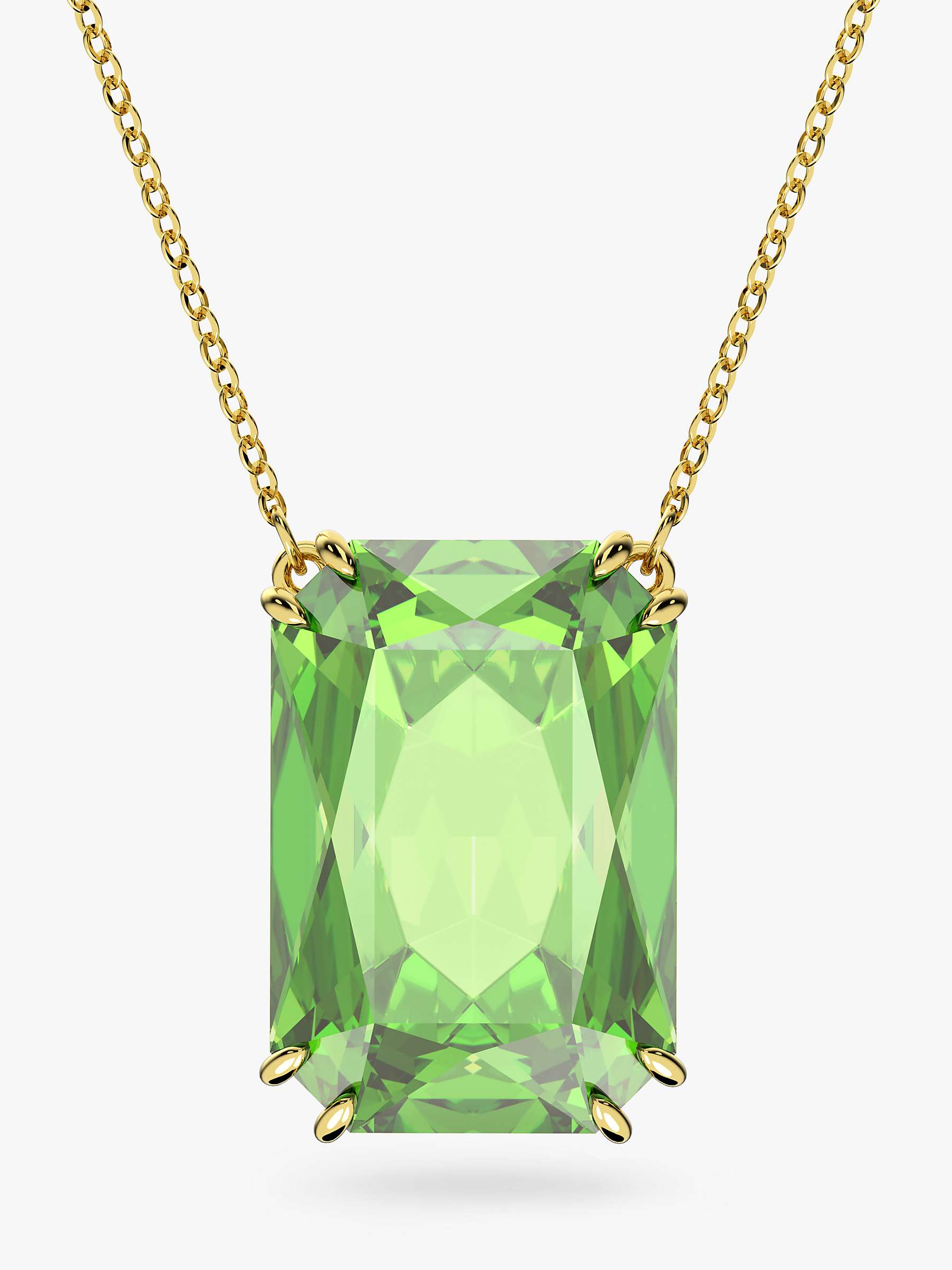 Buy Swarovski Millenia Crystal Rectangular Pendant Necklace, Peridot/Gold Online at johnlewis.com