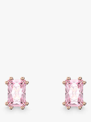 Swarovski Stilla Crystal Rectangle Stud Earrings, Pink/Rose Gold