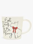 Radley Eat Drink and Be Merry Ceramic Mug, Chalk