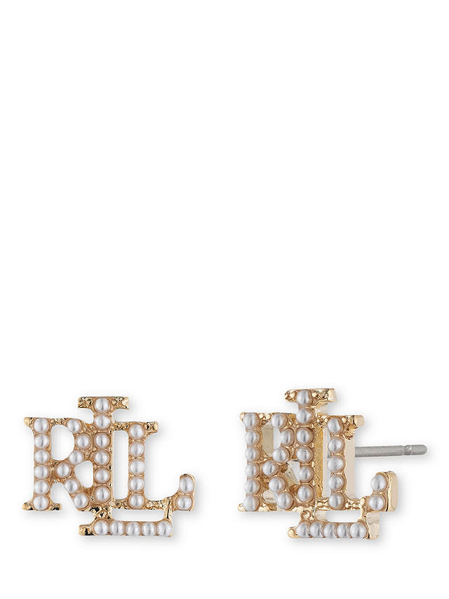 Lauren Ralph Lauren Faux Pearl Logo Stud Earrings, Gold