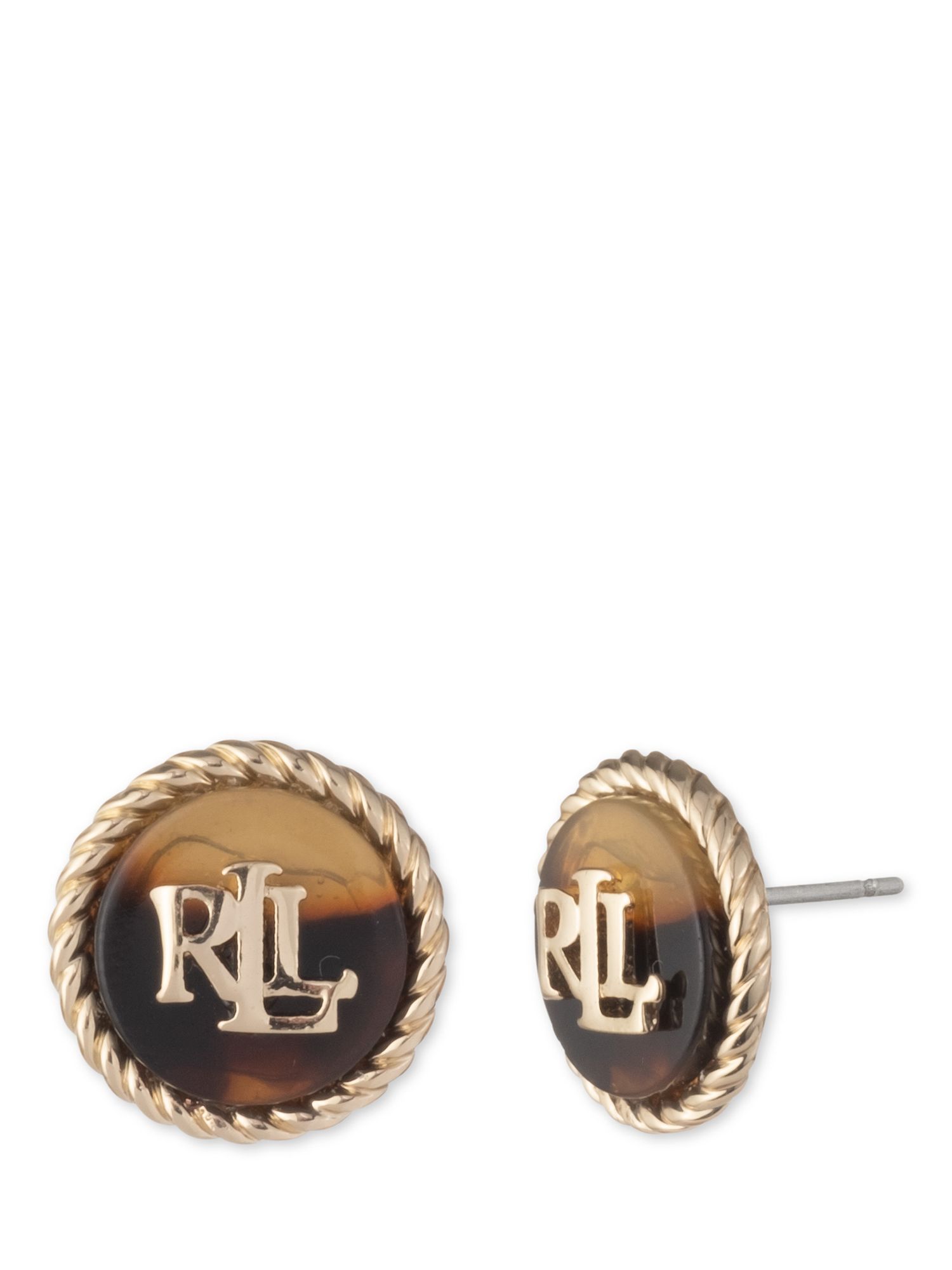 Lauren Ralph Lauren Logo Tortoise Button Stud Earrings, Gold at John Lewis  & Partners