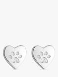 Simply Silver Heart Paw Cubic Zirconia Stud Earrings, Silver