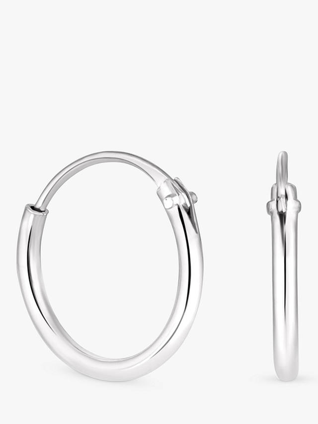 Simply Silver Small Polished Sleeper Hoop Earrings, Silver