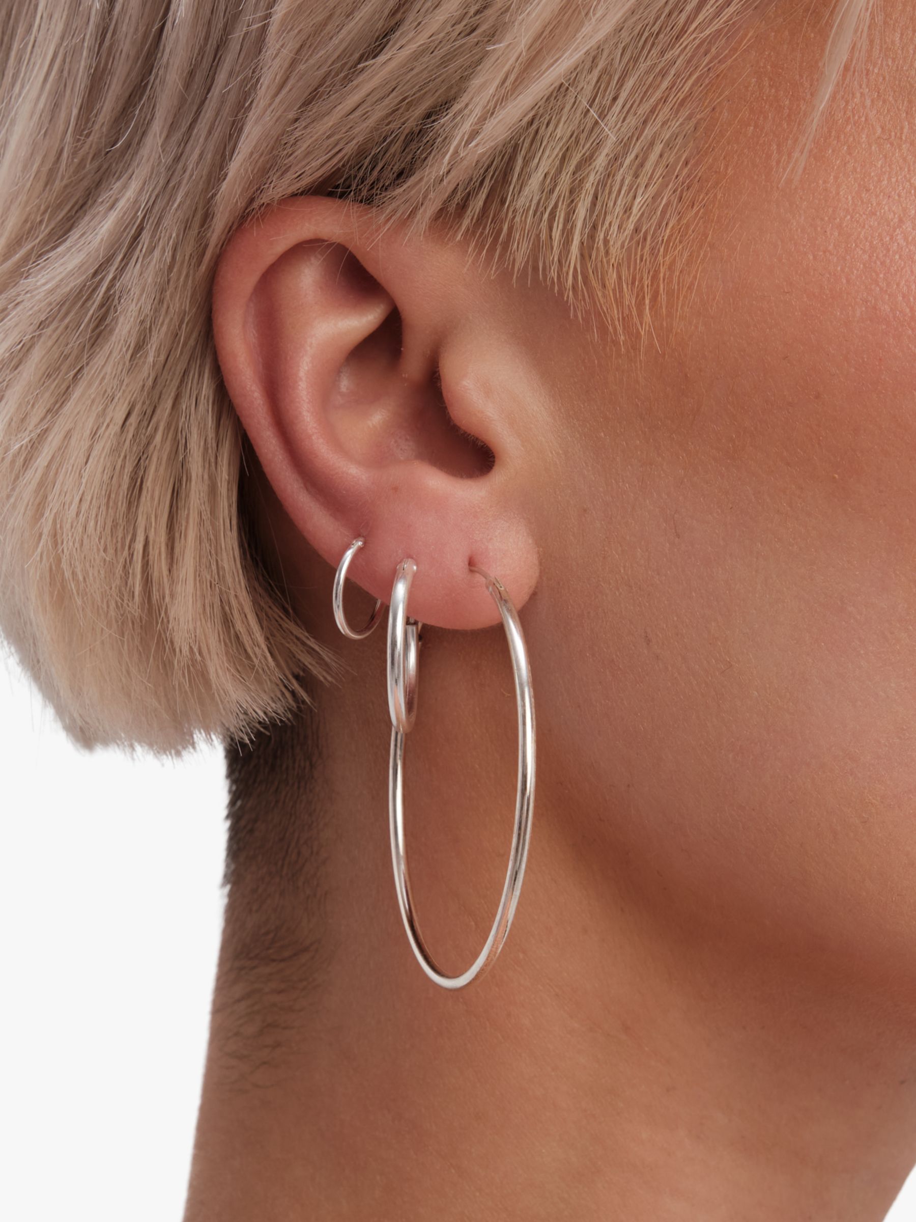 Buy Simply Silver Small Polished Sleeper Hoop Earrings Online at johnlewis.com